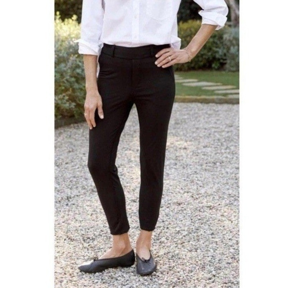 Frank & Eileen Murphy Cropped Trouser Pants Size Large Black Stretch Slim Fit